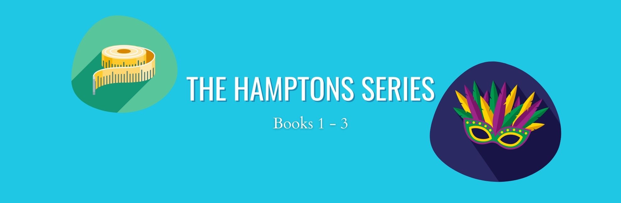 The Hamptons Series text in white against blue background