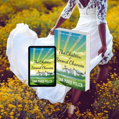 Bride running through field of yellow flowers