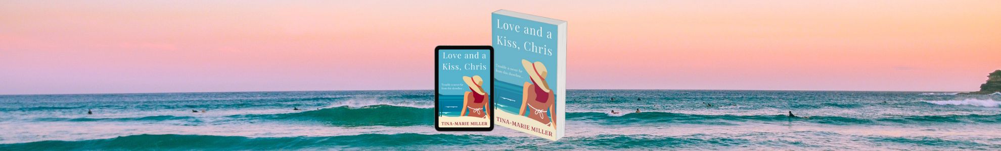 Love and a Kiss, Chris 3D Book Cover against the sea