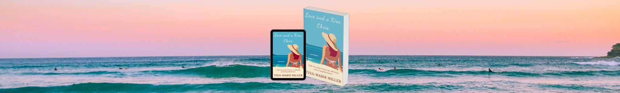 Love and a Kiss, Chris 3D Book Cover against the sea