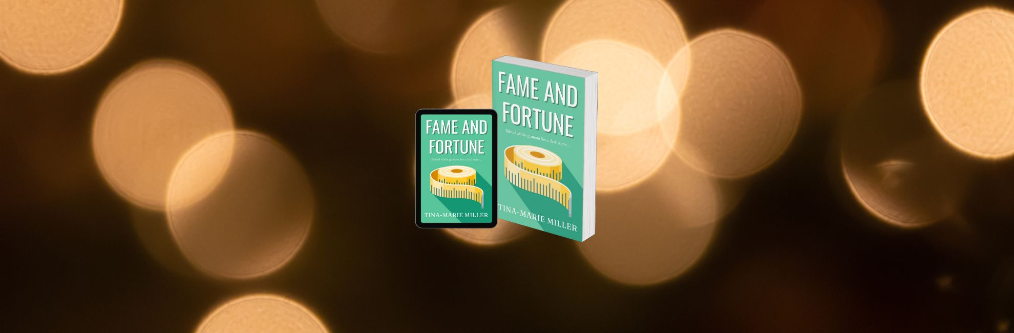 3D Fame and Fortune cover against black and gold bokeh effect