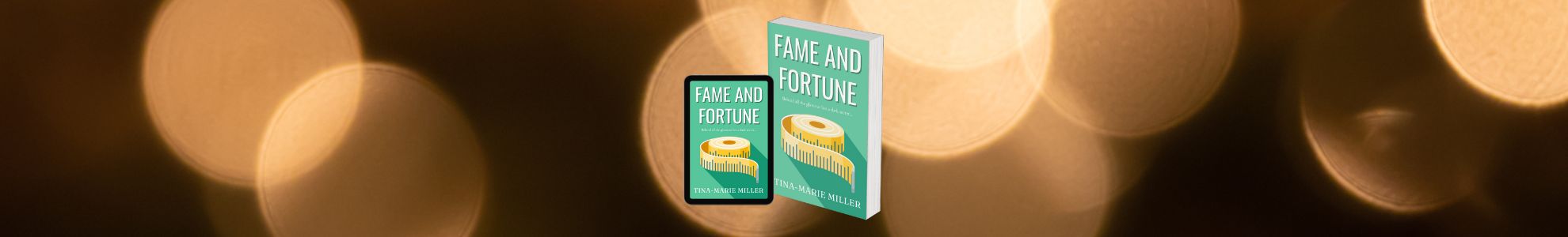 3D Fame and Fortune cover against black and gold bokeh effect